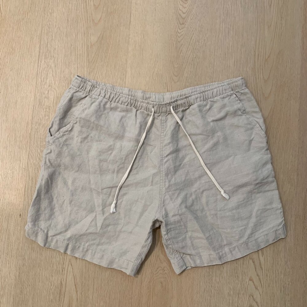 Alex Crane Bo Linen Shorts – Light Beige / Natural (Men’s XL)